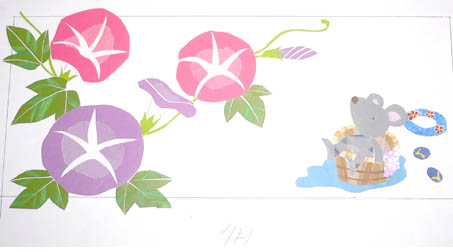 アサガオ 切り絵貼り絵 2011年カレンダー名入れ印刷 アート デザイン