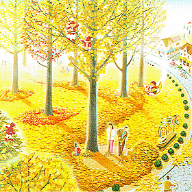 秋の絵は 落ち着くタイプが多い 11年カレンダー名入れ印刷 アート デザイン イラスト